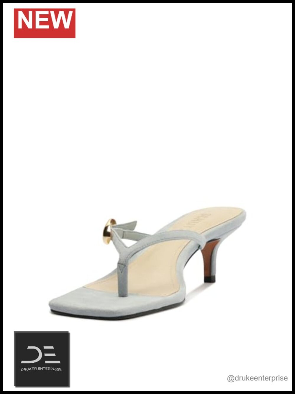 Suede Thong Kitten Heel Sandals Gold Hardware Slip On Heels